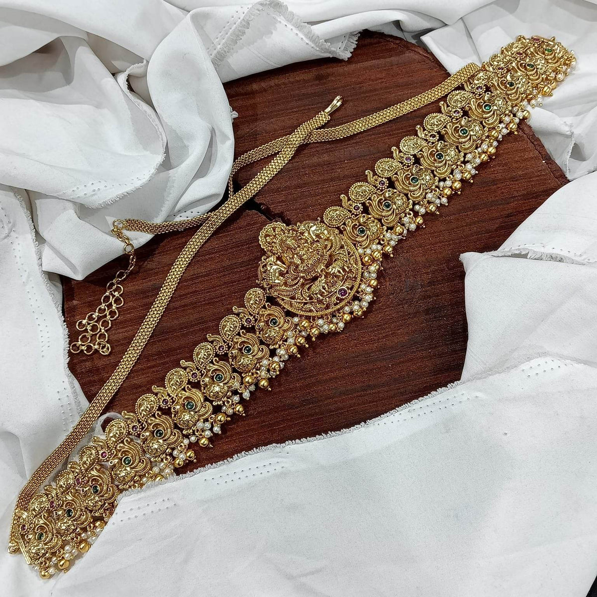 Nagasi work with AD and Kempu Stones Bridal Hip Chain