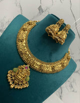 Nakshi Work with AD Stones Bridal Necklace - Nakshatra Jewels