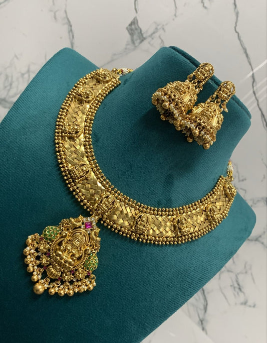 Nakshi Work with AD Stones Bridal Necklace