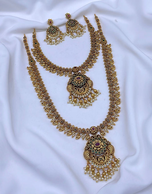 Nakshi Work with Kempu Stones Combo Set