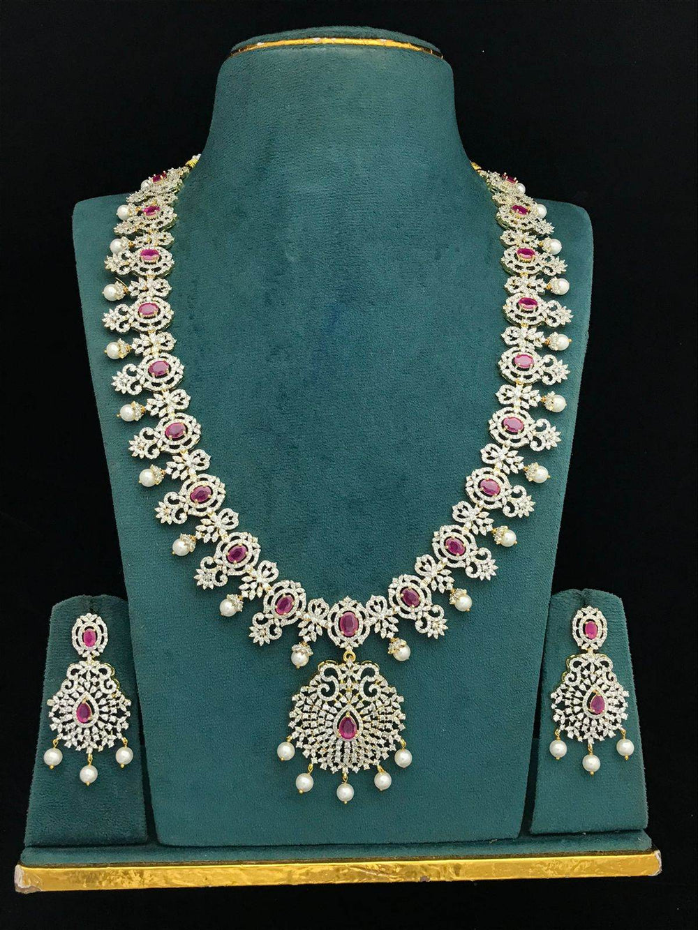American Diamond Stone Bridal Haram - Nakshatra Jewels