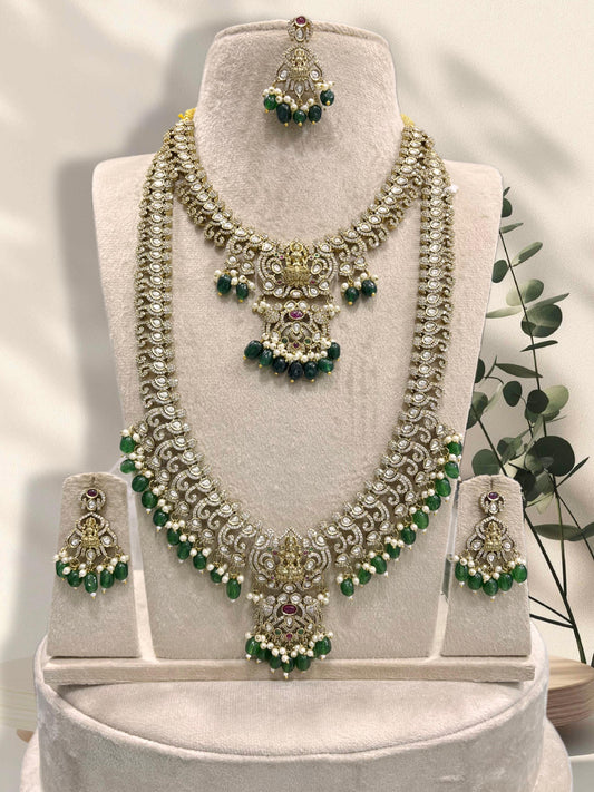 Victorian Polish with AD & Mossanite Stones Bridal Combo