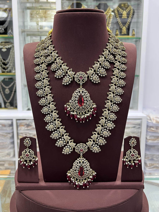 Victorian Polish with AD Stones Combo Set - Nakshatra Jewels