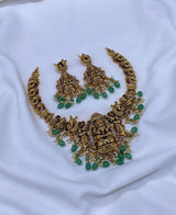 Nakshi work with AD and Kempu Stones Necklace
