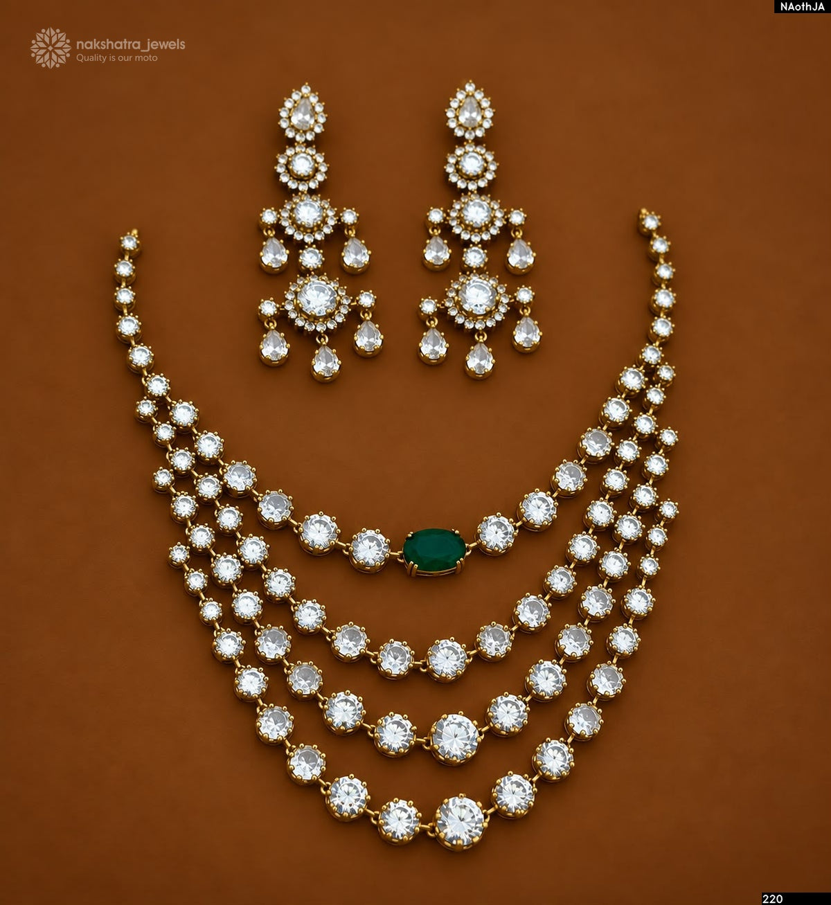Mossianite Stones Bridal Layer Necklace