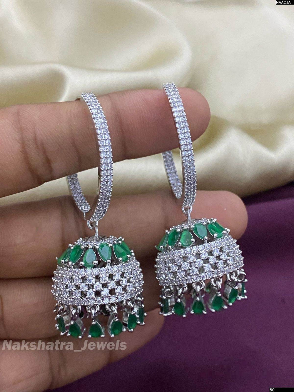AD Stones Earrings (Silver Polish) - Nakshatra Jewels