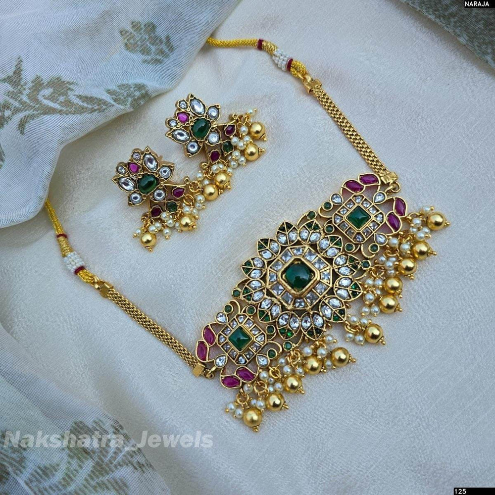 Premium Matt with Kempu & AD Stones Choker - Nakshatra Jewels