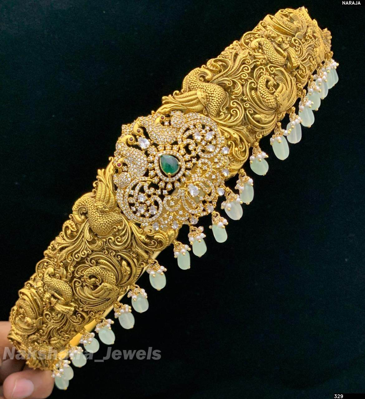 Nakshi work with AD Stones Bridal Hip Belt