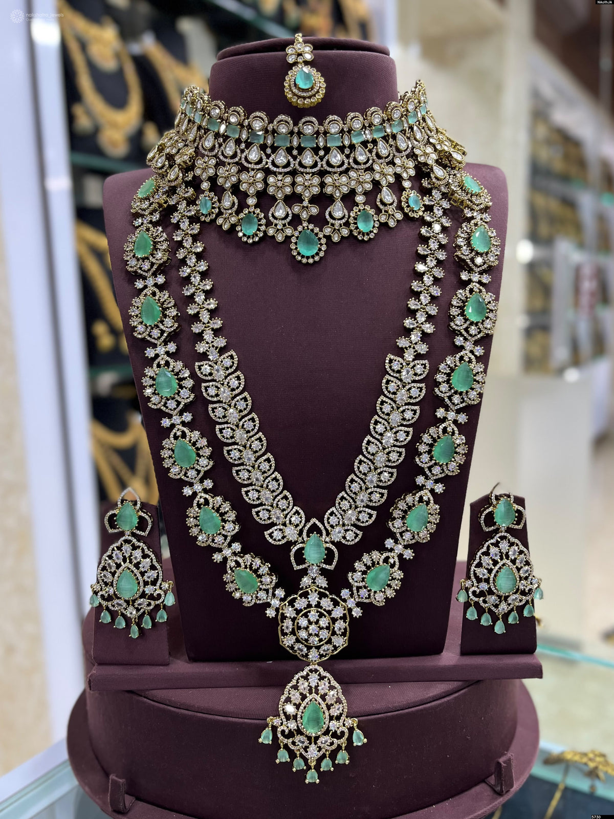 Victorian Polish AD Stones Bridal Combo Set