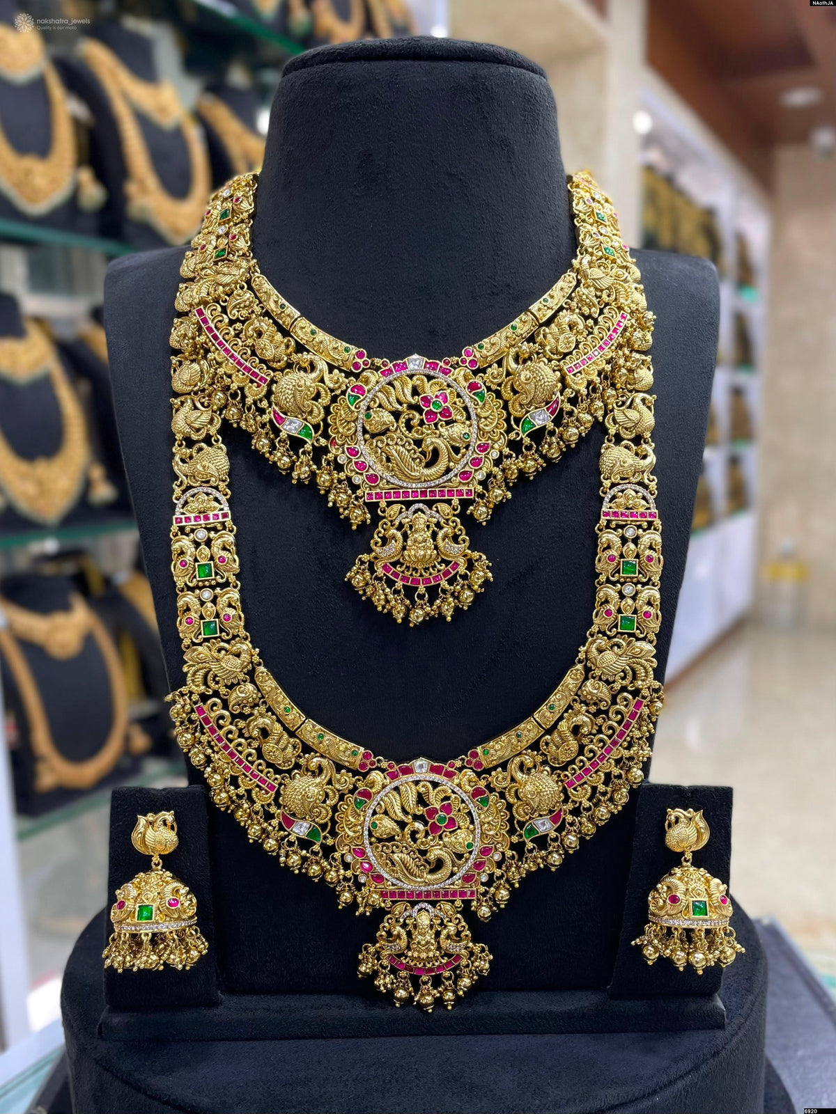 Nakshi Work with Kundan Stones Bridal Combo Set