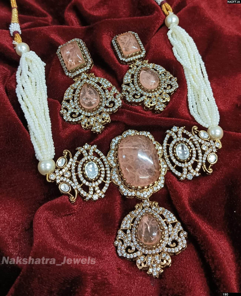 Victorian Polish AD & Moissanite Stones Bridal Choker - Nakshatra Jewels