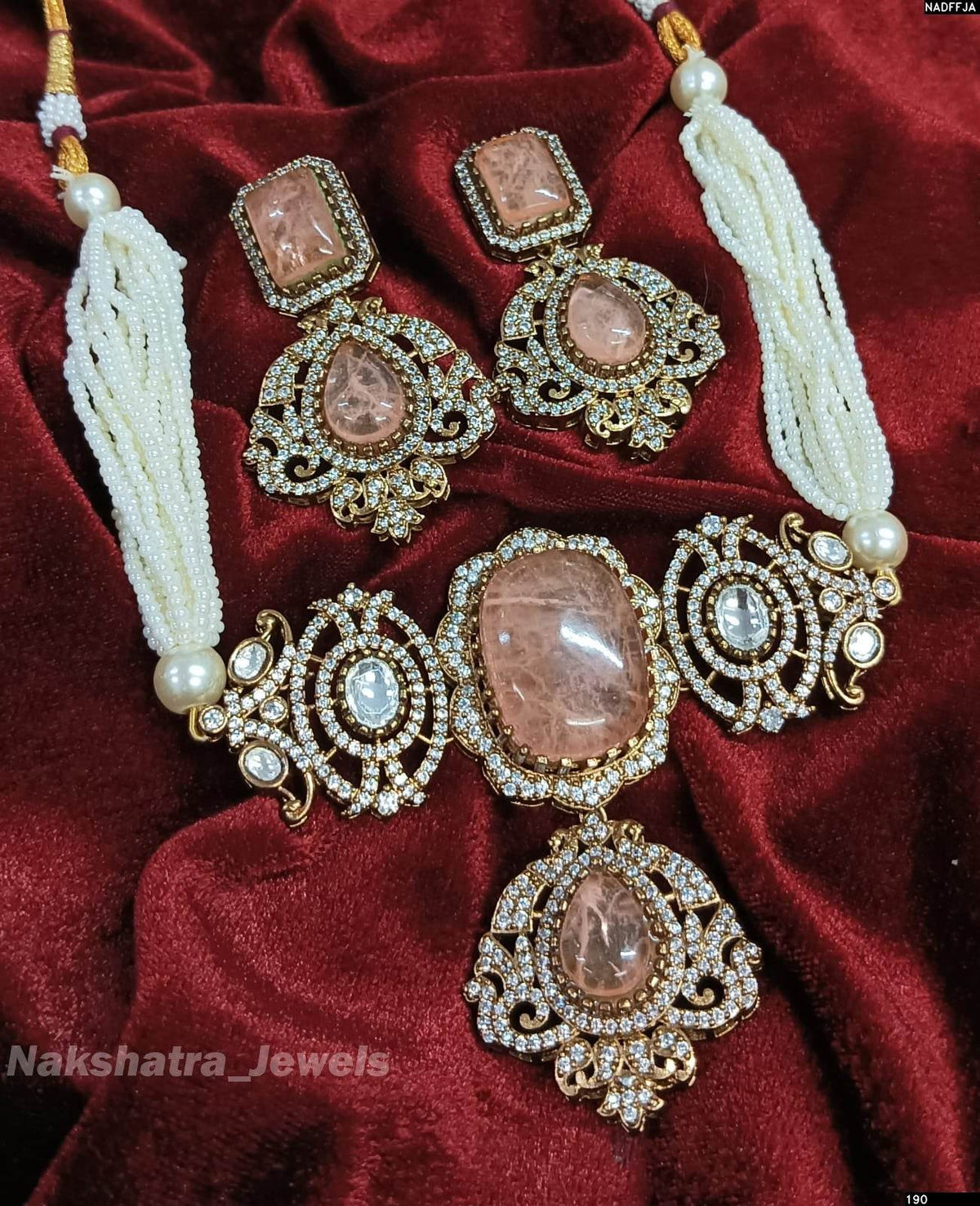 Victorian Polish AD & Moissanite Stones Bridal Choker