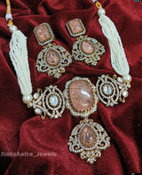 Victorian Polish AD & Moissanite Stones Bridal Choker - Nakshatra Jewels