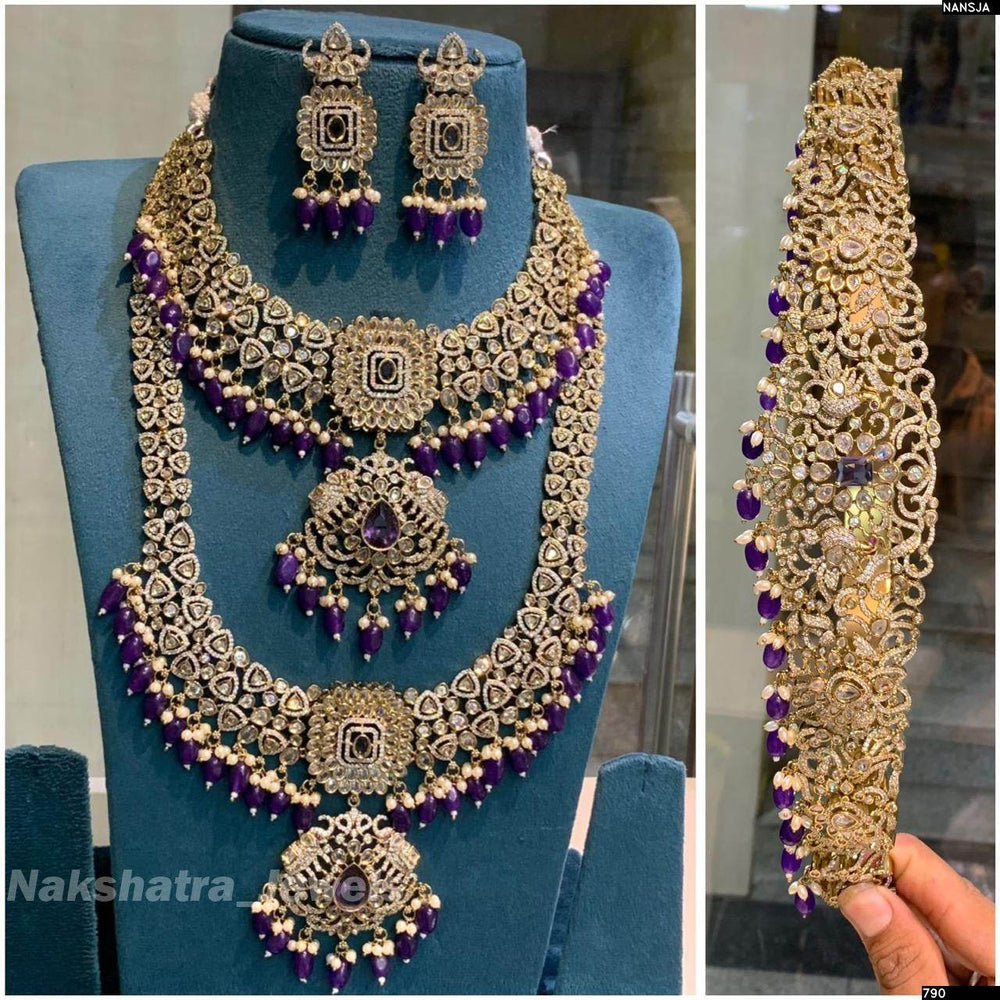 Victorian Polish AD Stones Bridal Set - Nakshatra Jewels