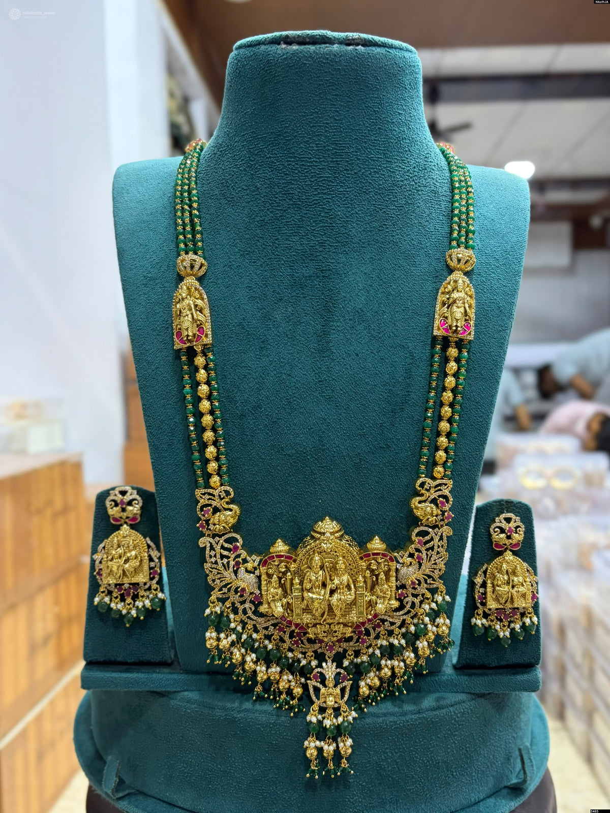 Nakshi Work with Kempu Stones Bridal Combo Set