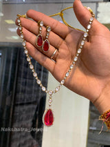 AD & Moissanite Stones Necklace - Nakshatra Jewels