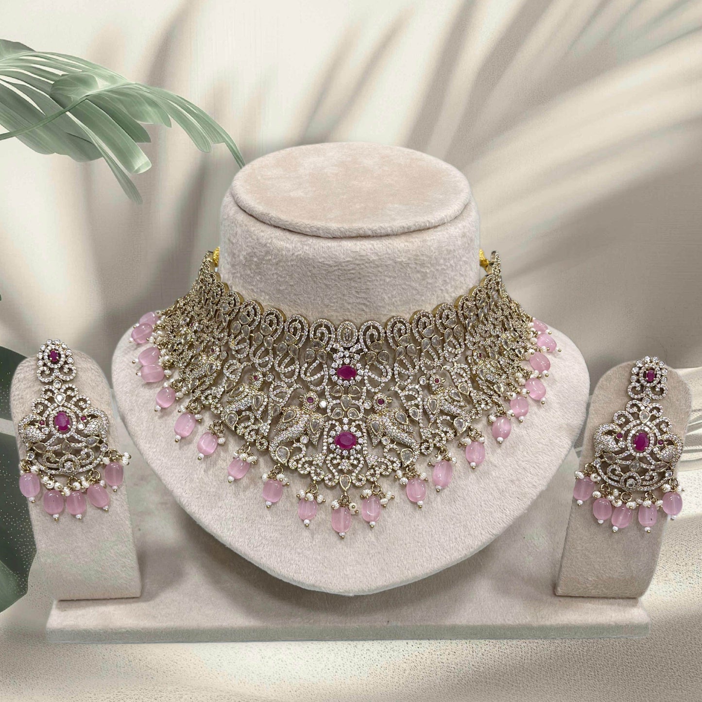 Victorian Polish with AD Stones Bridal Choker - Nakshatra Jewels