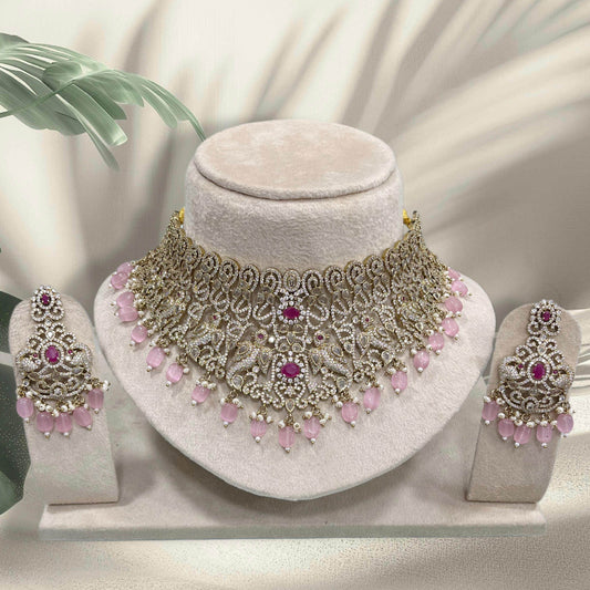 Victorian Polish with AD Stones Bridal Choker - Nakshatra Jewels