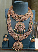 Victorian Polish AD Stones Bridal Set (Detachable Pendent) - Nakshatra Jewels