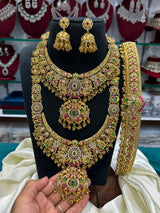 Nakshi Work with Kundan Stones Bridal Combo Set