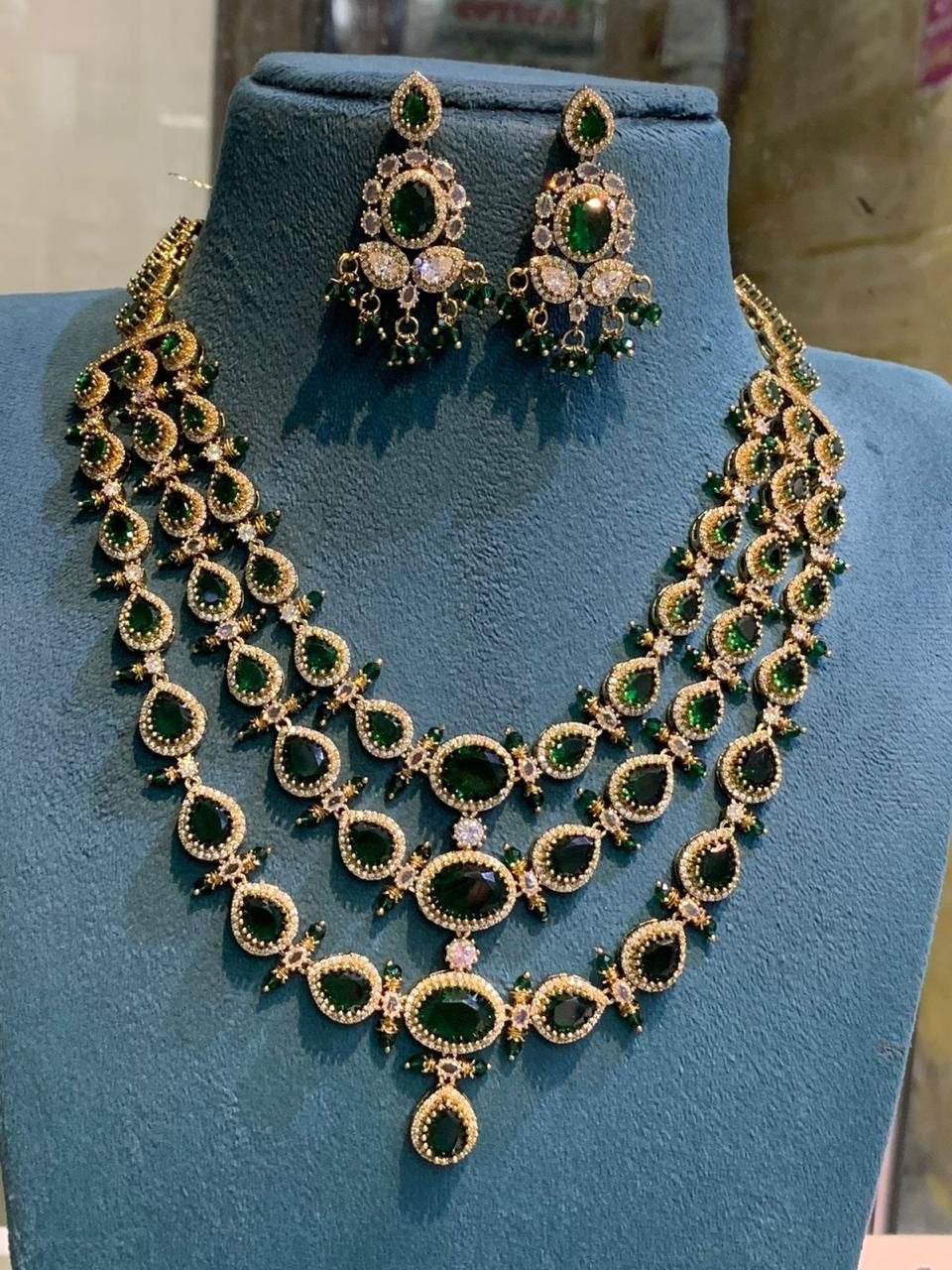 Victorian Polish with AD Stones Layer Necklace