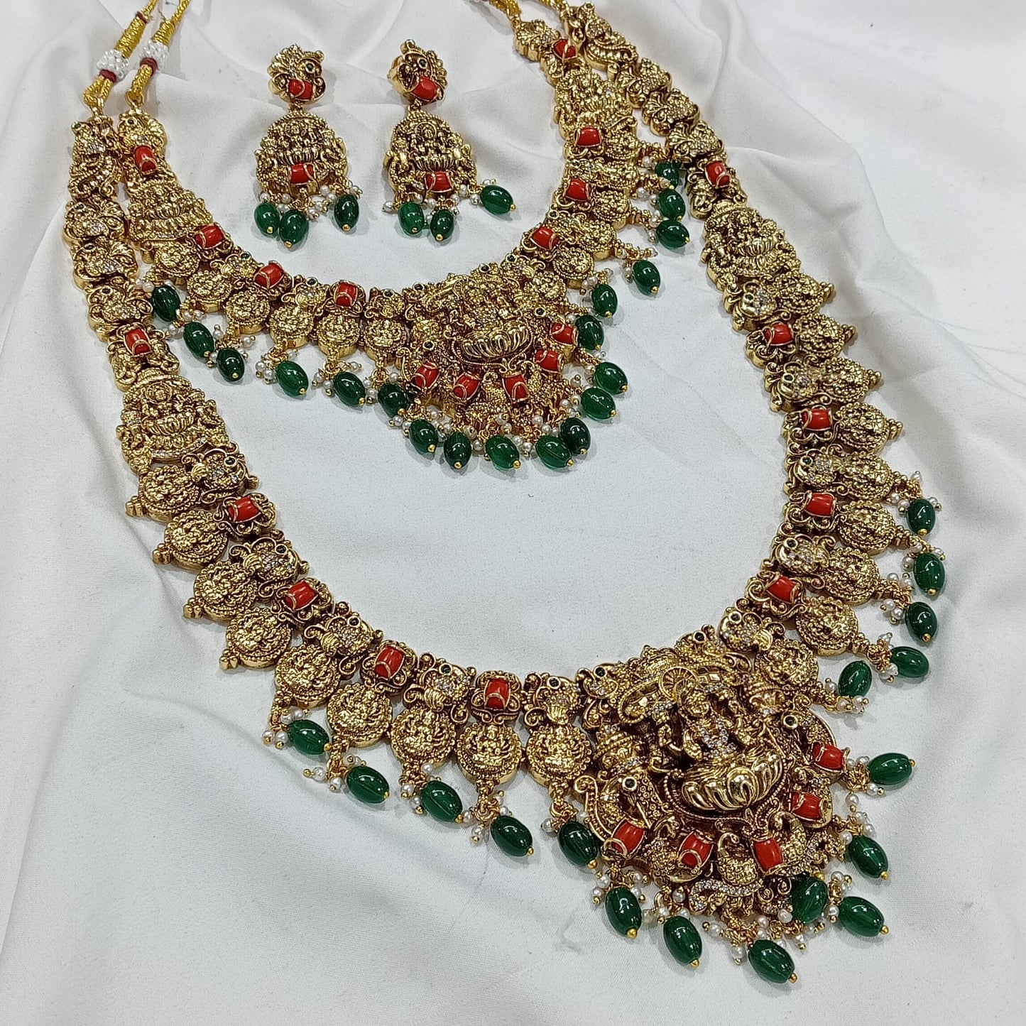 Nakshi Work with AD stones & Coral Beads Bridal Combo