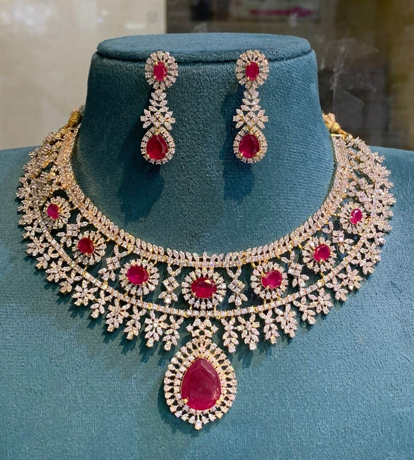 American Diamond Stones Bridal Necklace