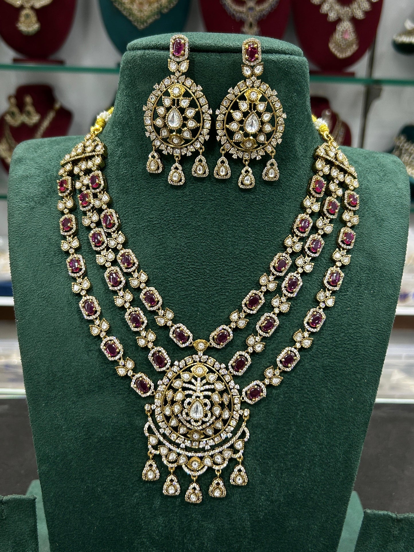 Victorian Polish AD Stones Bridal Necklace