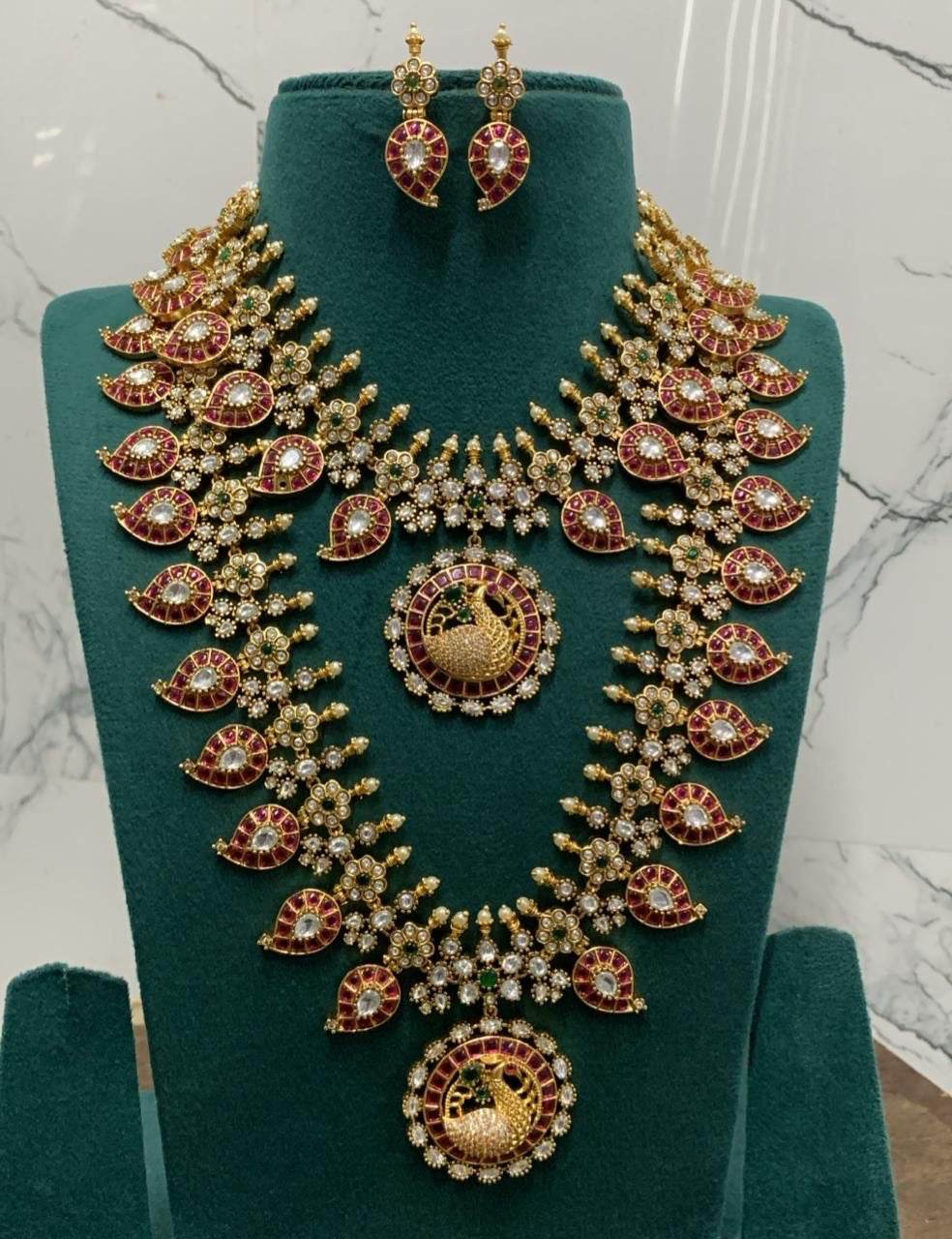 Mossanite with Kundan Stones Bridal combo set