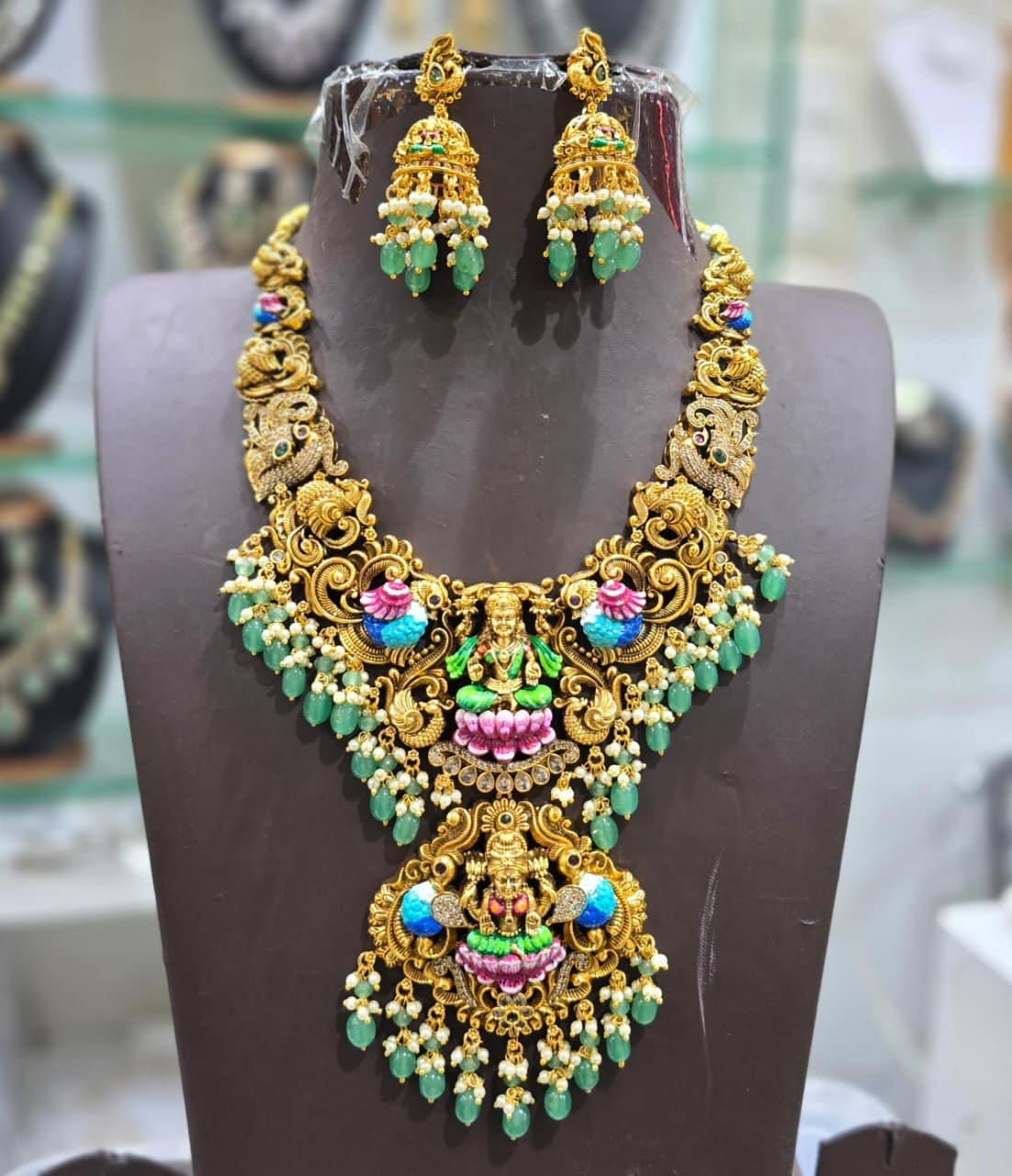 Nakshi Work with AD Stones Bridal Necklace