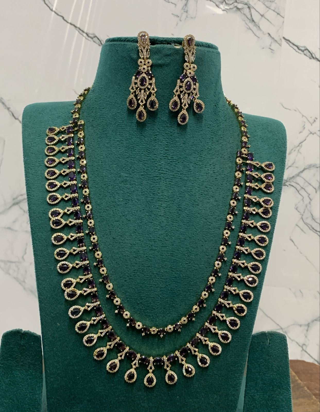 Victorian Polish AD Stones Bridal Layer Haram