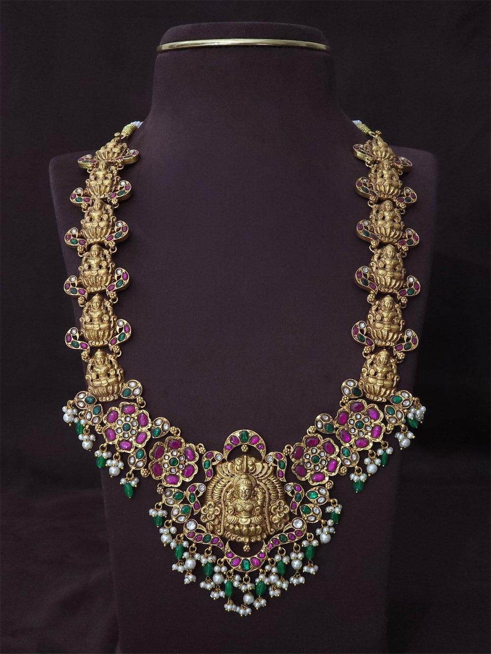 Nakshi Work with Jaadu Kundan Stones Bridal Haram - Nakshatra Jewels