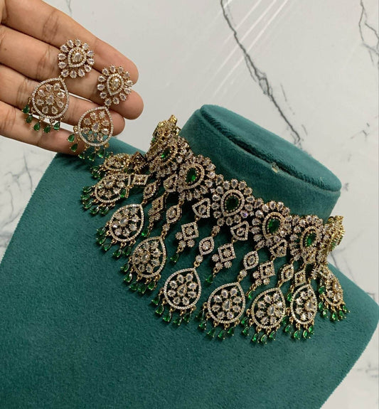 Moissanite & AD Stones Bridal Choker - Nakshatra Jewels