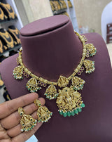 Nakshi Work with Kempu Stones Bridal Necklace