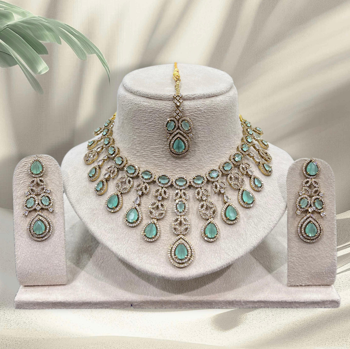 Victorian Polish with AD Stones Bridal Necklace