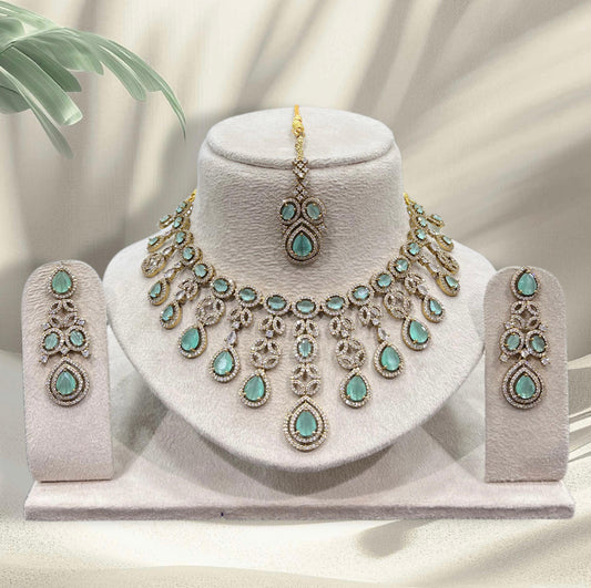 Victorian Polish with AD Stones Bridal Necklace
