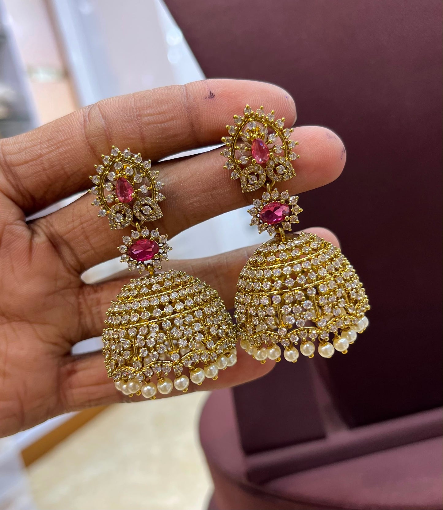 Victorian Polish AD Stone Earrings