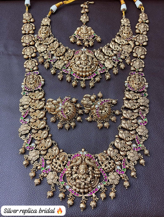 Nakshi Work with Kempu Stones Bridal Combo Set