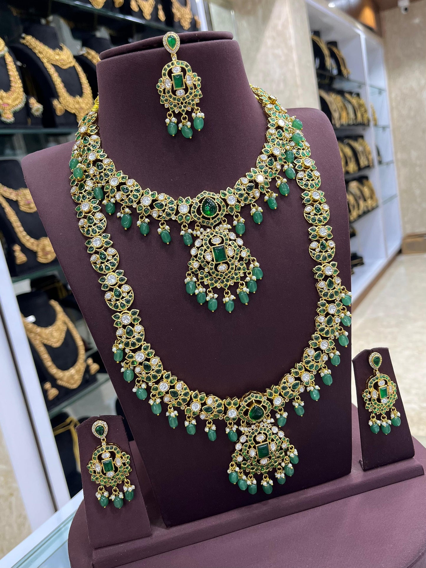 Kundan and Mossianite Stones Bridal Combo Set