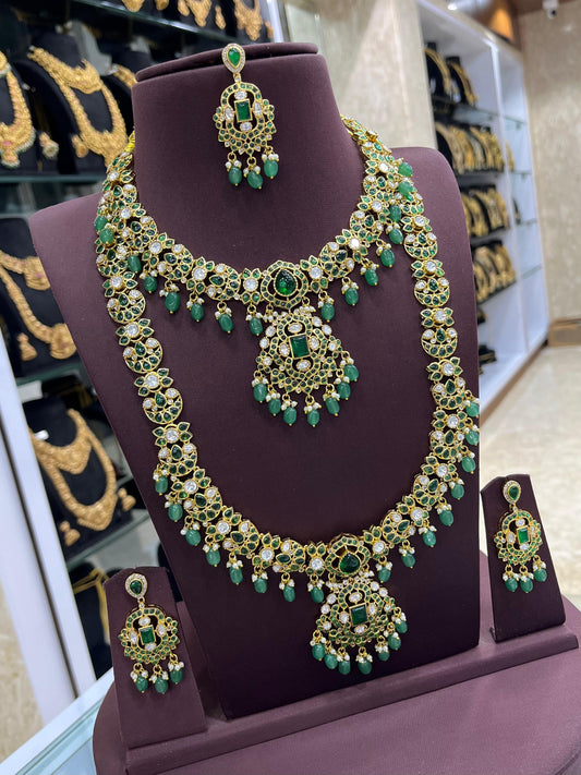 Kundan and Mossianite Stones Bridal Combo Set