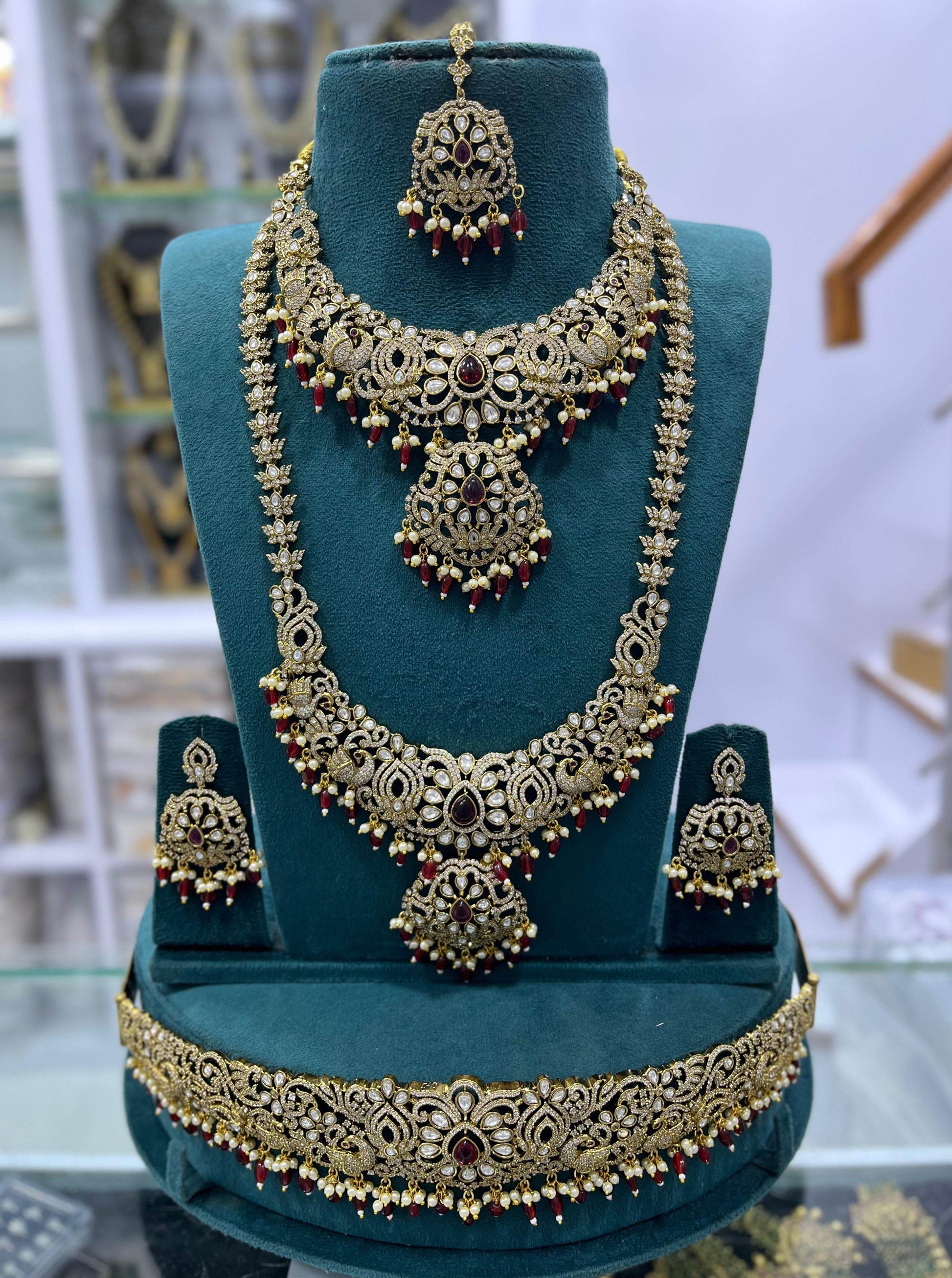 Victorian Polish AD Stones Bridal Set - Nakshatra Jewels