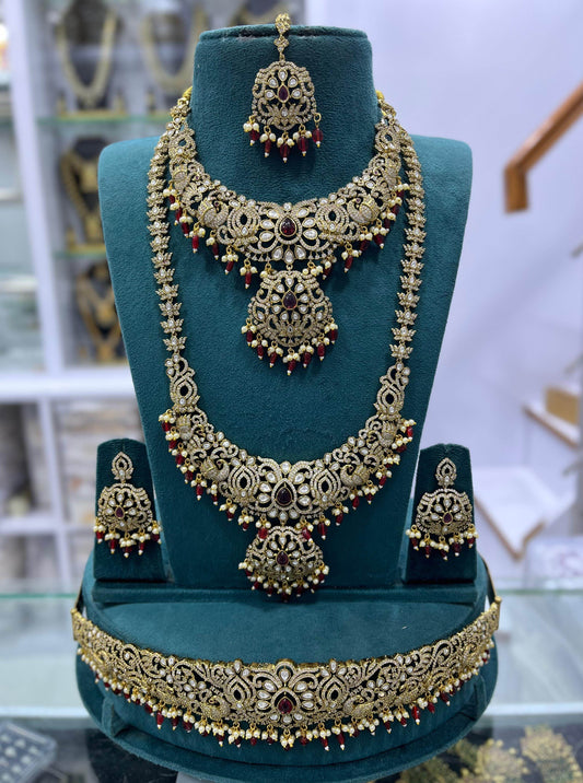 Victorian Polish AD Stones Bridal Set - Nakshatra Jewels
