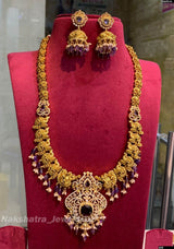 Victorian Polish AD Stones & Nakshi Work Bridal Haram - Nakshatra Jewels