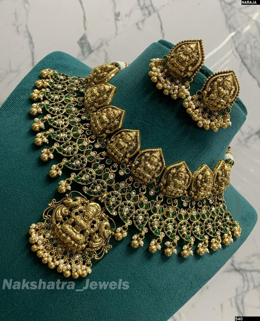 Nagasi Work with Kempu Stones Bridal Choker