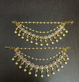 Premium Matt with AD and Kempu Stones Ear Chains