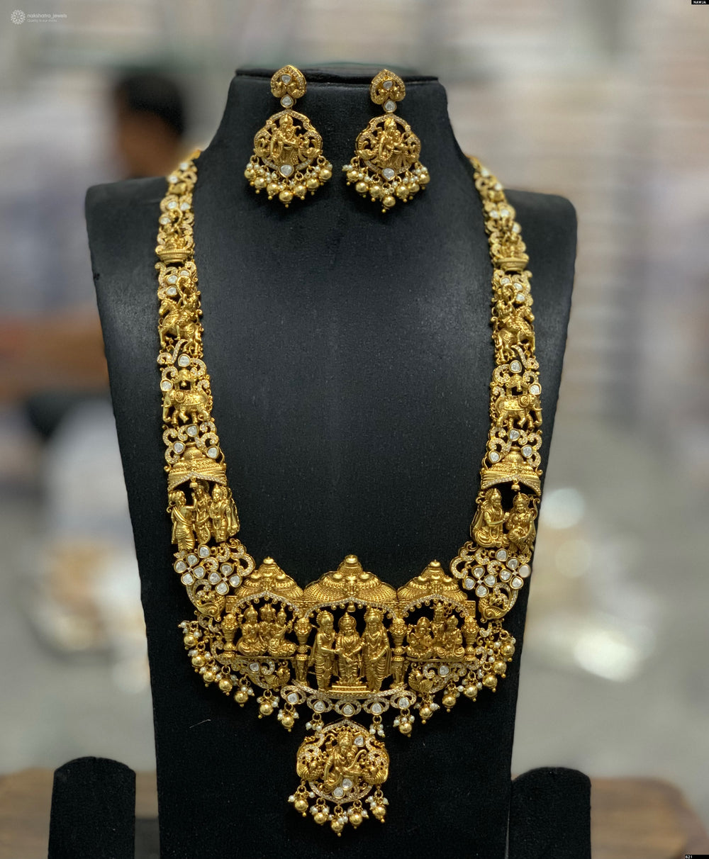 Nakshi work with Mossianite Stones Bridal Haram