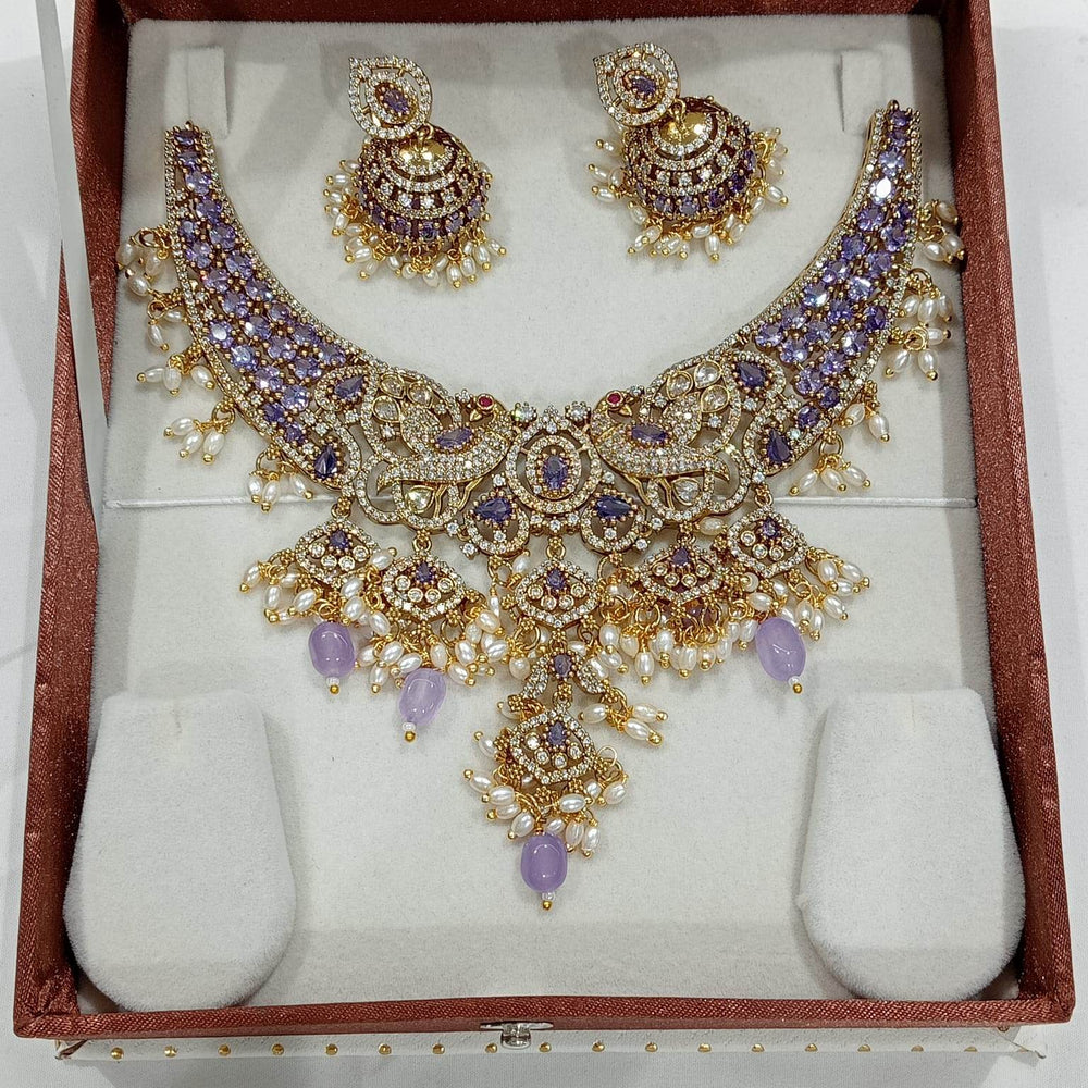 Victorian Polish with AD Stones Kante Necklace - Nakshatra Jewels