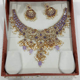 Victorian Polish with AD Stones Kante Necklace - Nakshatra Jewels