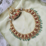 Nakshi Work with Coral Beads Necklace - Nakshatra Jewels