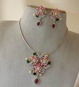 AD Stones Pendent with Invisible Necklace - Nakshatra Jewels